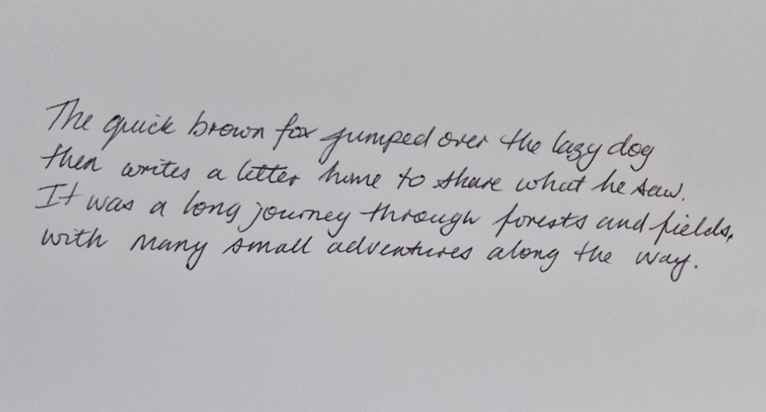 Example of a well-photographed handwriting sample